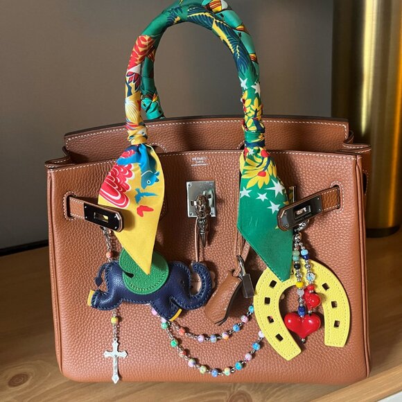 Wirkin Designer Inspired Gold Togo Leather 30 CM Bag - Picture 2 of 11